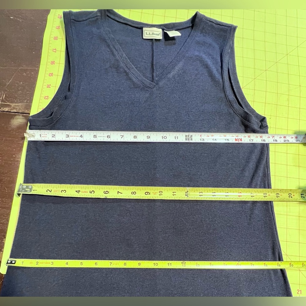 LL Bean indigo long maxi dress sleeveless v neck sundress navy blue stretchy - Picture 10 of 11